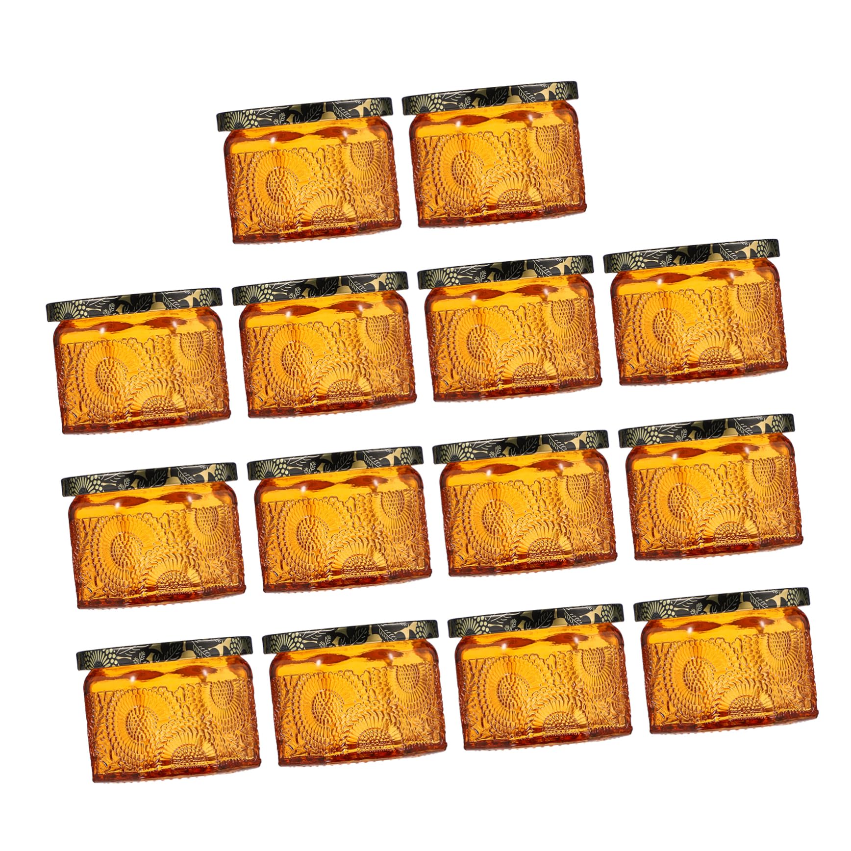 Contenitori per Candele 14 Pezzi in Vetro Arancia Rotondi | Coperchio Resistenti Riutilizzabili Calore , per e Crafts Storage e DIY