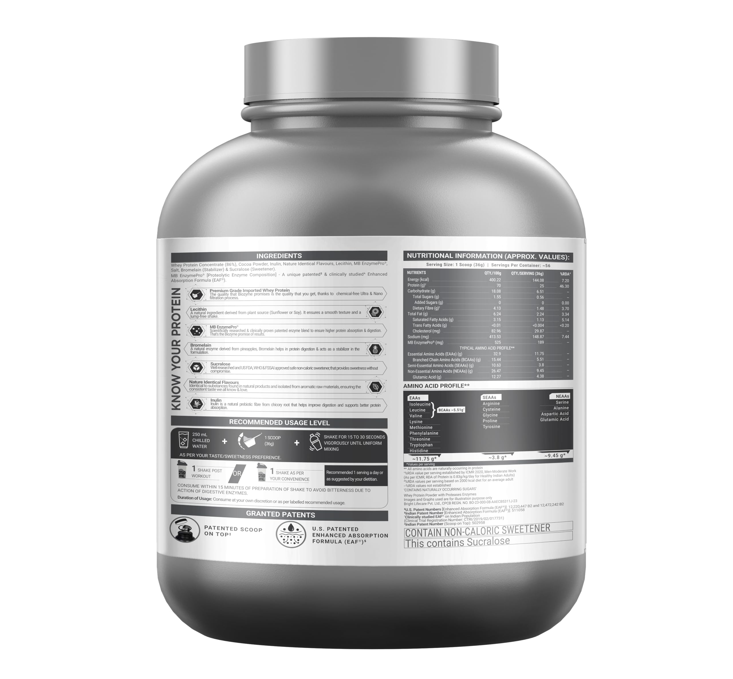 MuscleBlaze Biozyme Performance Whey Protein Powder, 2kg (4.4lbs) — Amazon image 7