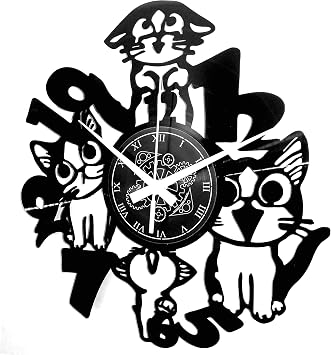 Cat Wall Clock with Whimsical Numbers | Playful Kitty Design | Silent Quartz Movement | Perfect for Cat Lovers and Fun Interiors