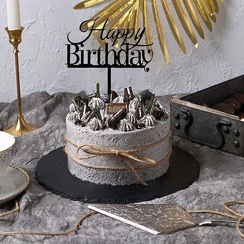 Miniatura 7 de 10 piezas de decoración de pastel de cumpleaños de acrílico negro serie de decoraciones para tartas de cumpleaños