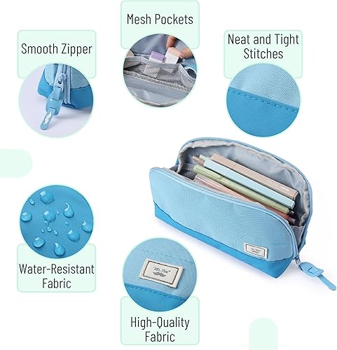 Vista 4 de Mr. Pen - Estuche de tela para lápices, azul, estuche triangular para lápices