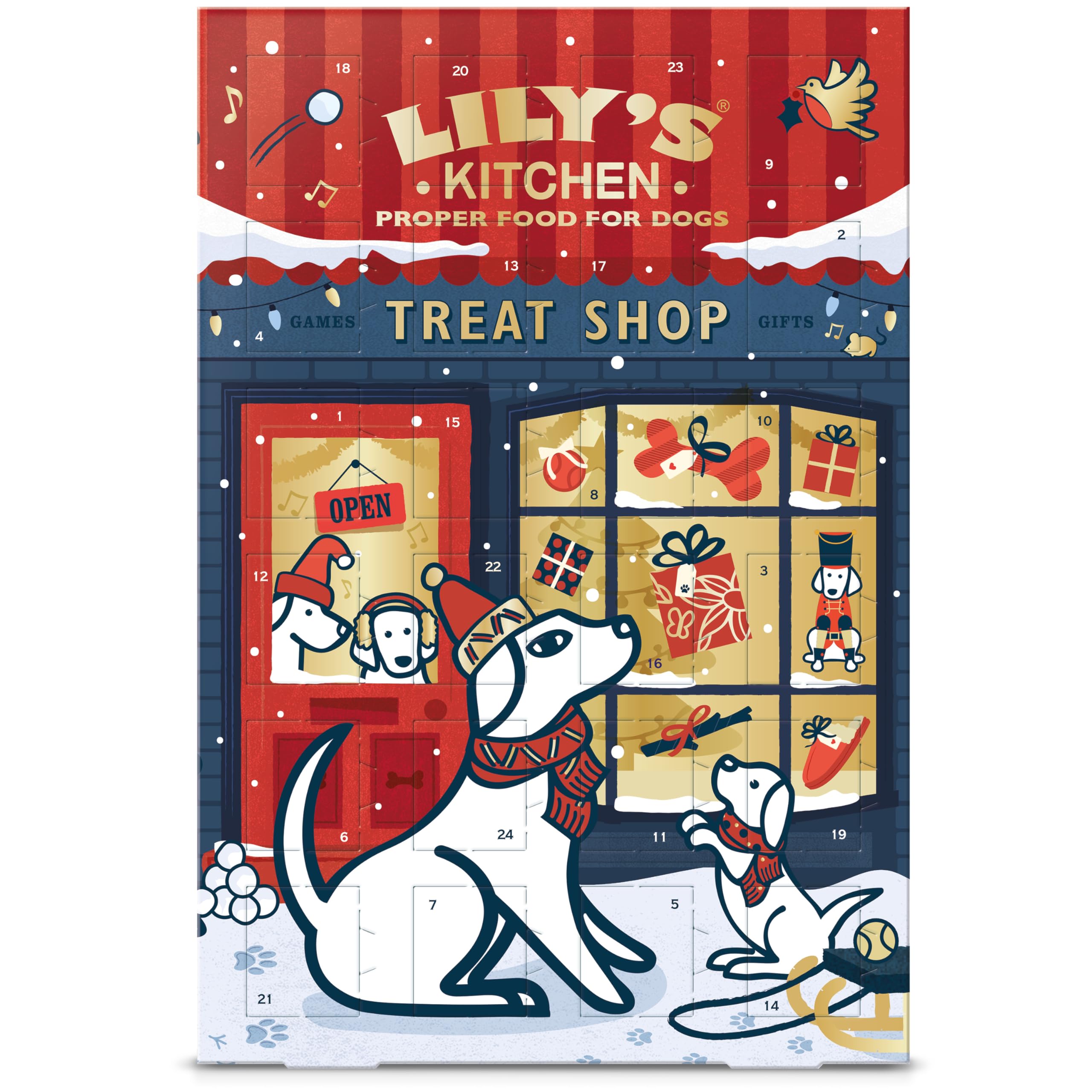 Lily's Kitchen Weihnachtlicher Adventskalender für Hunde – Gefüllt mit Leckerlis & Snacks, Haustiere