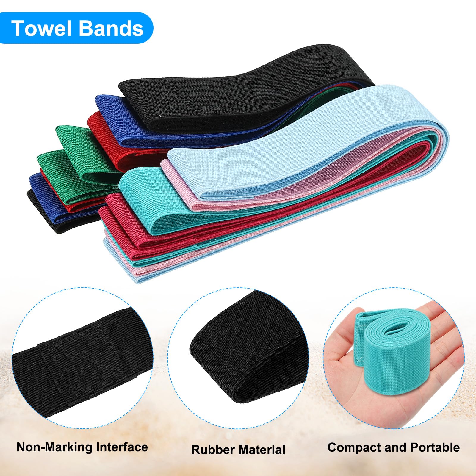 PATIKIL Towel Bands, 6 Pack Stretchable Towel Clips Cruise Essentials Windproof Beach Towel Straps for Beach Cruise Pool Chairs Black - Image 4