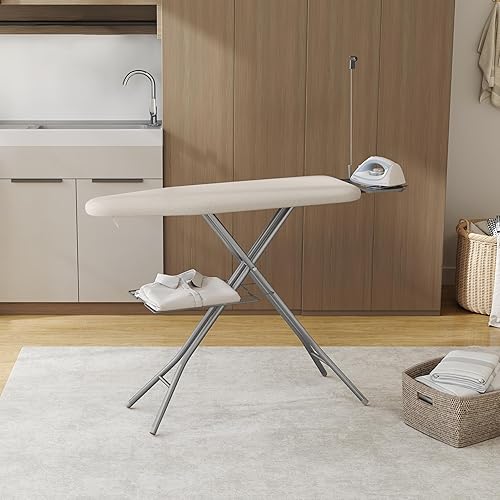 Miniatura 2 de Yaheetech Tabla de planchar, tabla de planchar compacta con soporte para cable, soporte para plancha de vapor y bandeja de almacenamiento inferior,