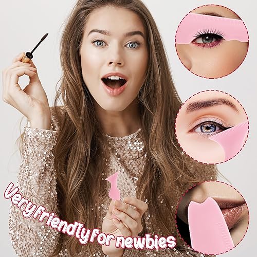 Miniatura 5 de TIESOME - Plantilla delineador de ojos, 4 piezas reutilizables de silicona delineador de ojos, aplicador de lápiz labial, herramienta de maquillaje