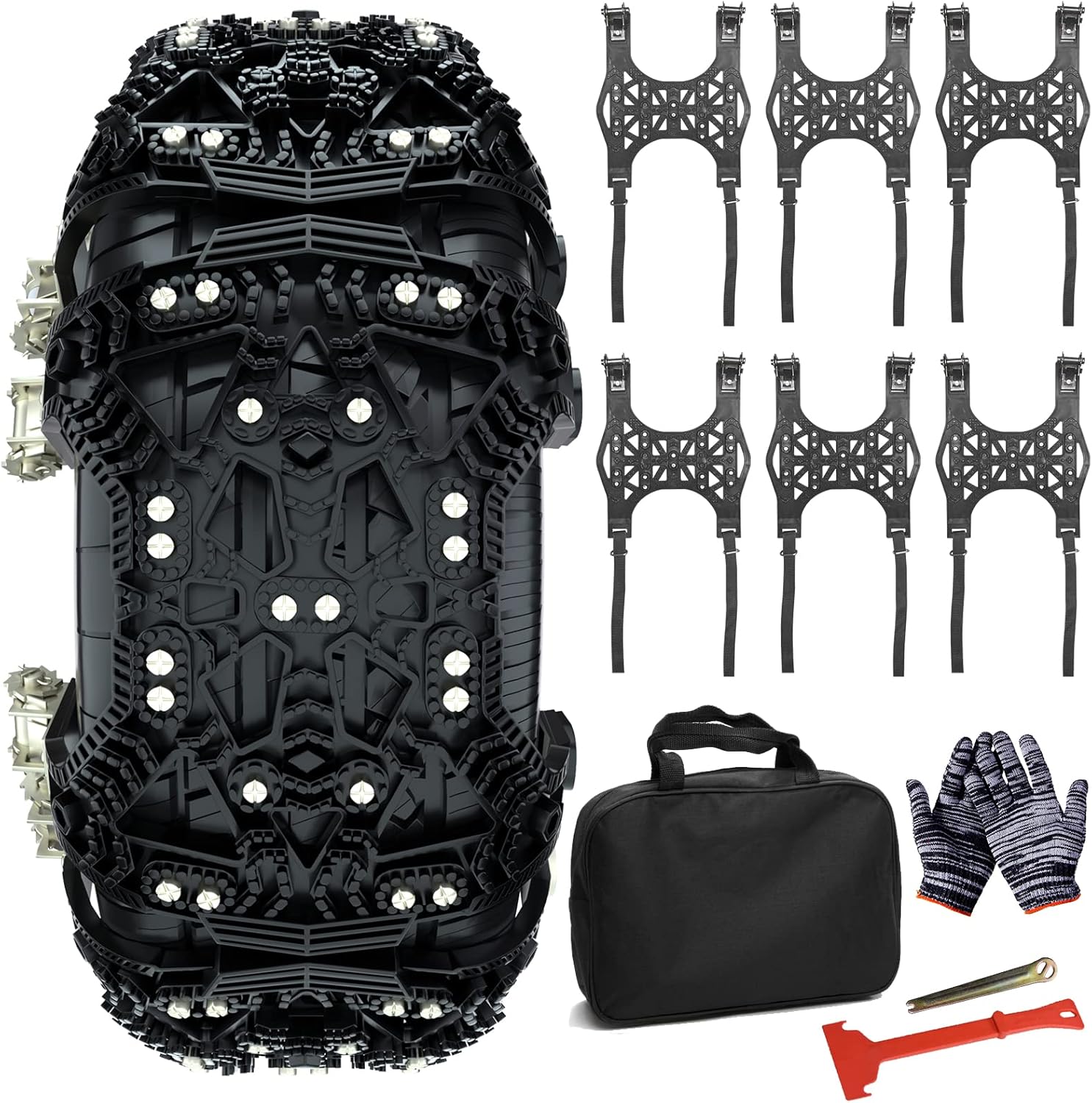 H&ZT 6 Pack Snow Chains for Car SUV Truck, (For 165275mm) Security Antiskid Tires