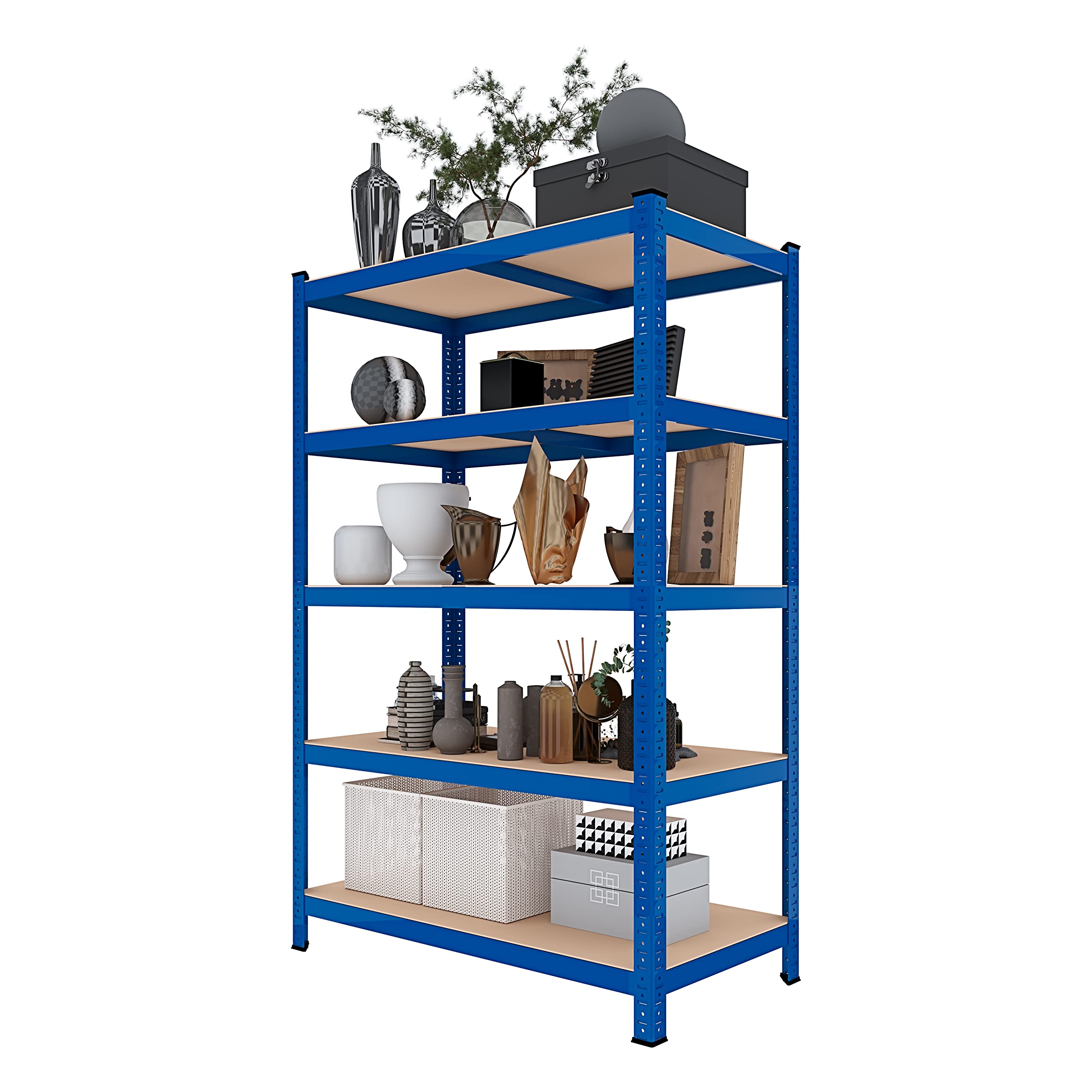 Arreditaly Scaffale In MDF E Metallo Mensole Alta Portata 180 x 90 x 60 cm Fino a 875 kg Con 5 Ripiani Regolabili In Altezza Garage Officina Cantina Capannone Magazzino Design Modulare Jutiapa (Blue)