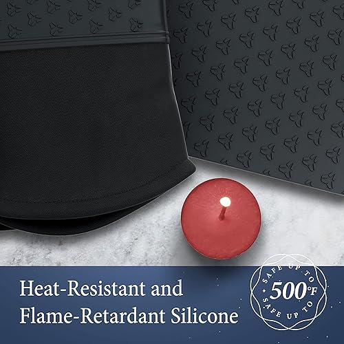 Miniatura 3 de Cosy House Collection Juego de 4 manoplas de horno y soporte para ollas, guantes de cocina resistentes al calor de 500 F, silicona flexible,