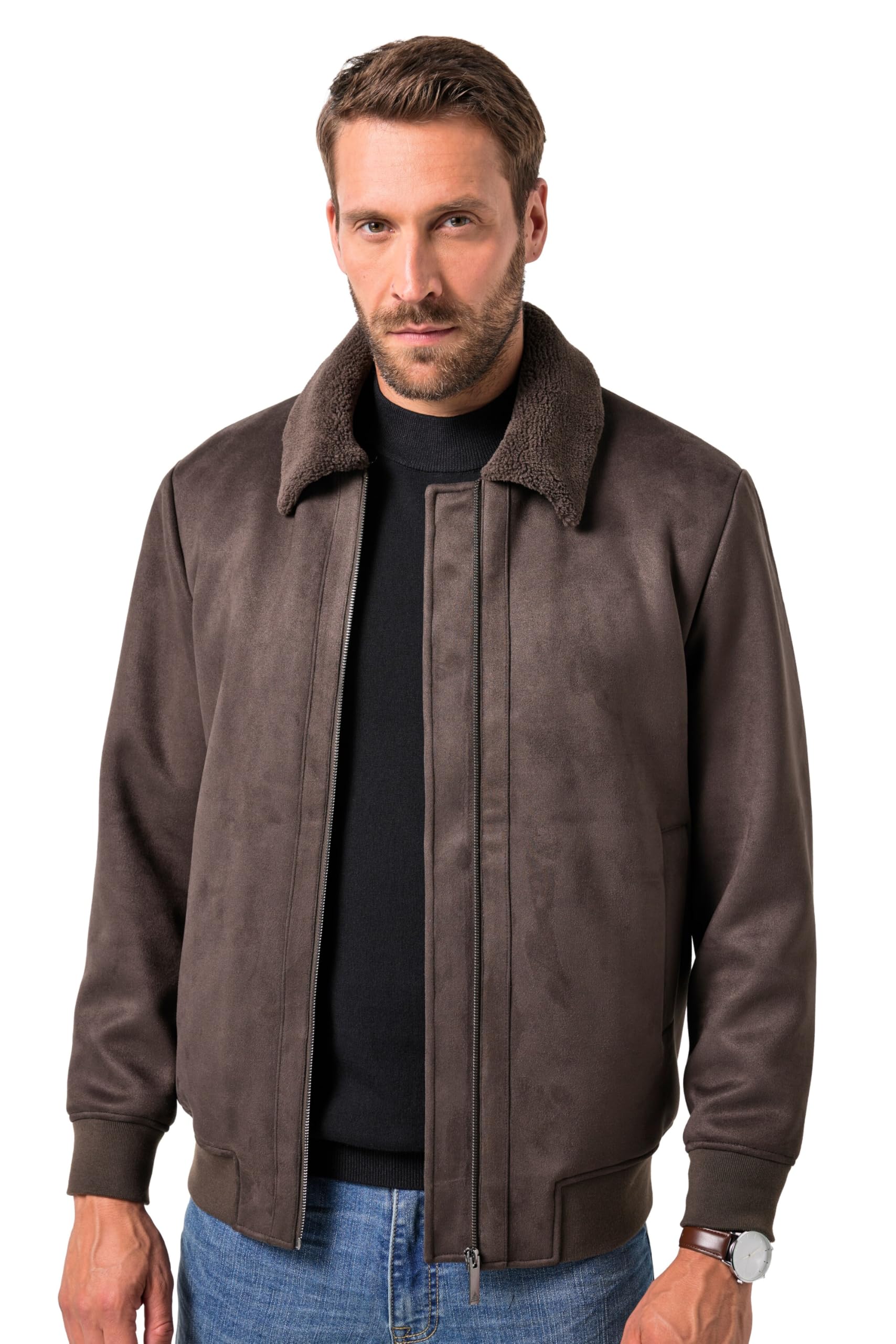 JP 1880 Herren große Größen Übergrößen Menswear L-8XL Bomberjacke, Lederoptik, Teddyfutter, GRS-zertifizierte Materialien 831637