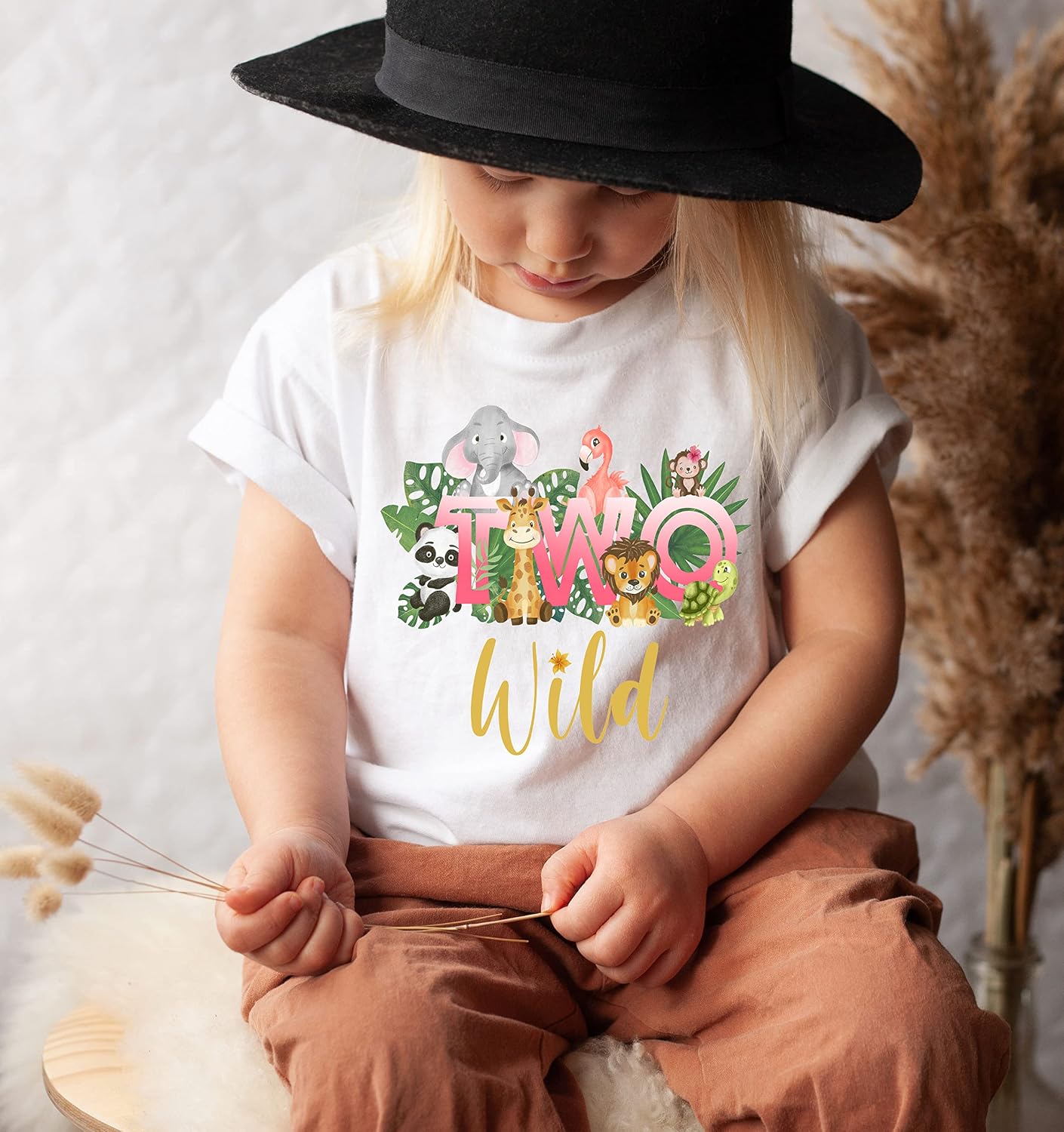 Lil' Daisy store Two wild girl second birthdaty shirt Safari zoo animals two Birthday Shirt
