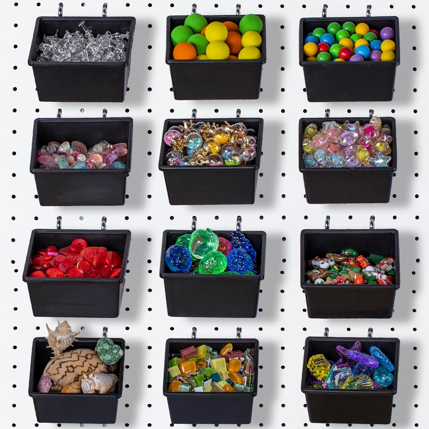 Buy 12 Pieces Pegboard Bins Kit Pegboard Bins with Hooks Pegboard
