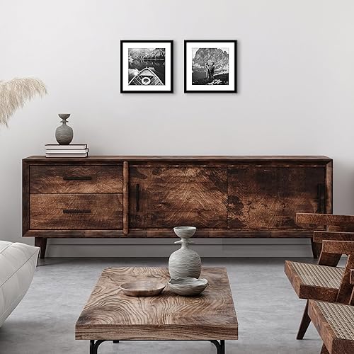 Miniatura 4 de Americanflat Portarretratos de 13 x 13 pulgadas, color negro, juego de 2 portarretratos de 10 x 10 pulgadas con paspartú o marco de 13 x 13 pulgadas