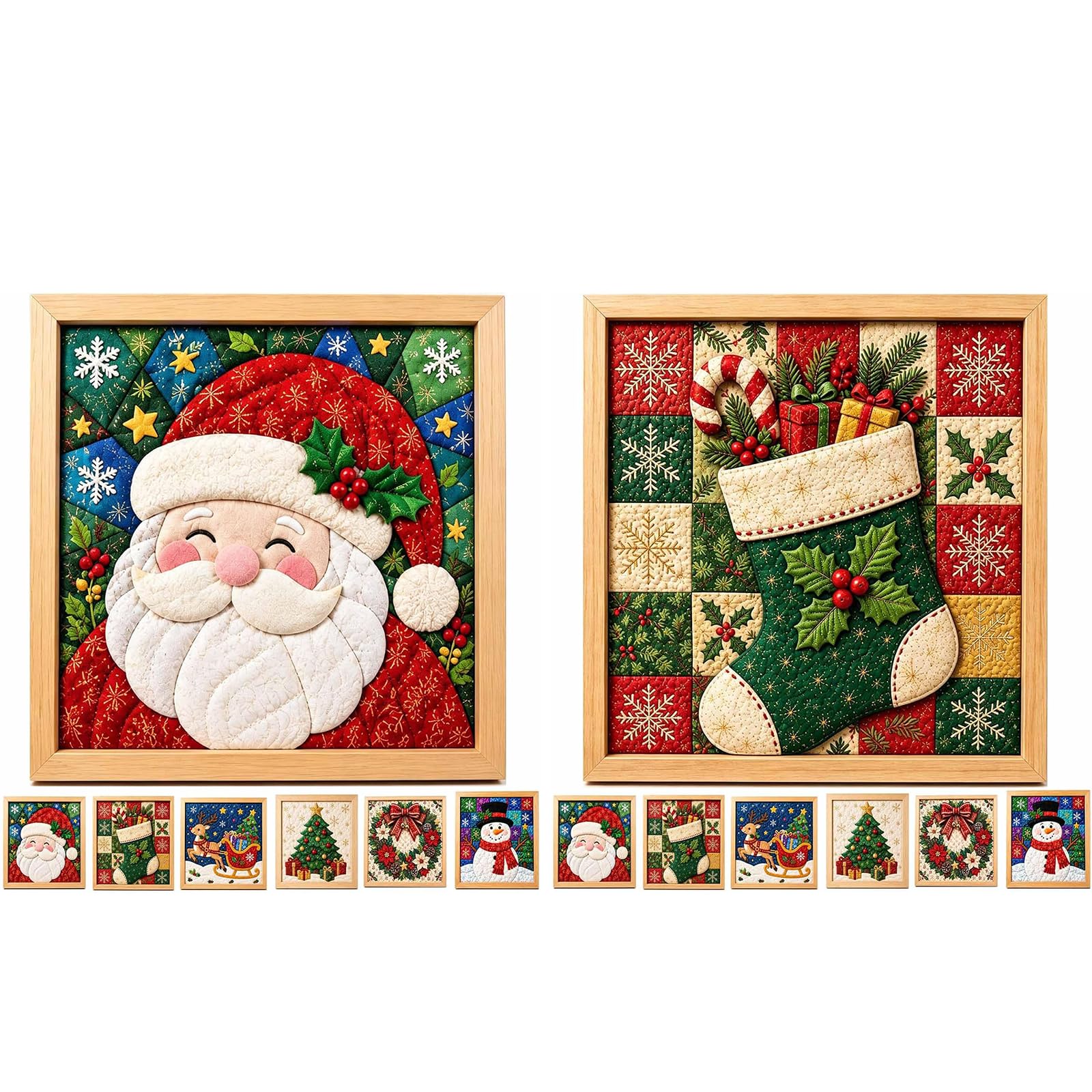 Kit Di Pittura Artistica Su Stoffa Natalizia Fai Da Te, Set Di Ricamo Su Stoffa Fai Da Te Con Cornice e Strumenti, Kit Per Principianti Di Pittura Natalizia, Artigianato Per Rimboccare Strati