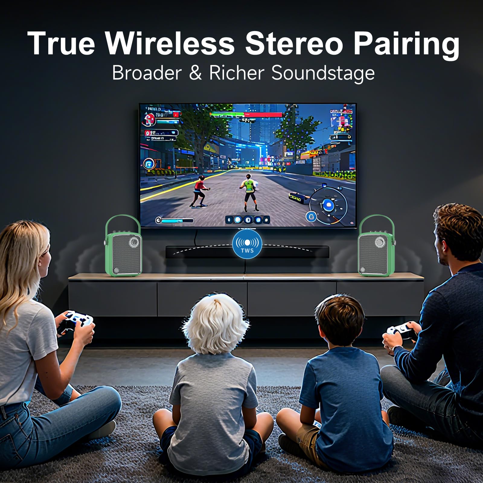 Enceinte Bluetooth rétro portable sans fil haute performance, basses riches, volume puissant, avec caisson de basses, prend en charge DSP et TWS, convient pour la maison, les fêtes et l'extérieur