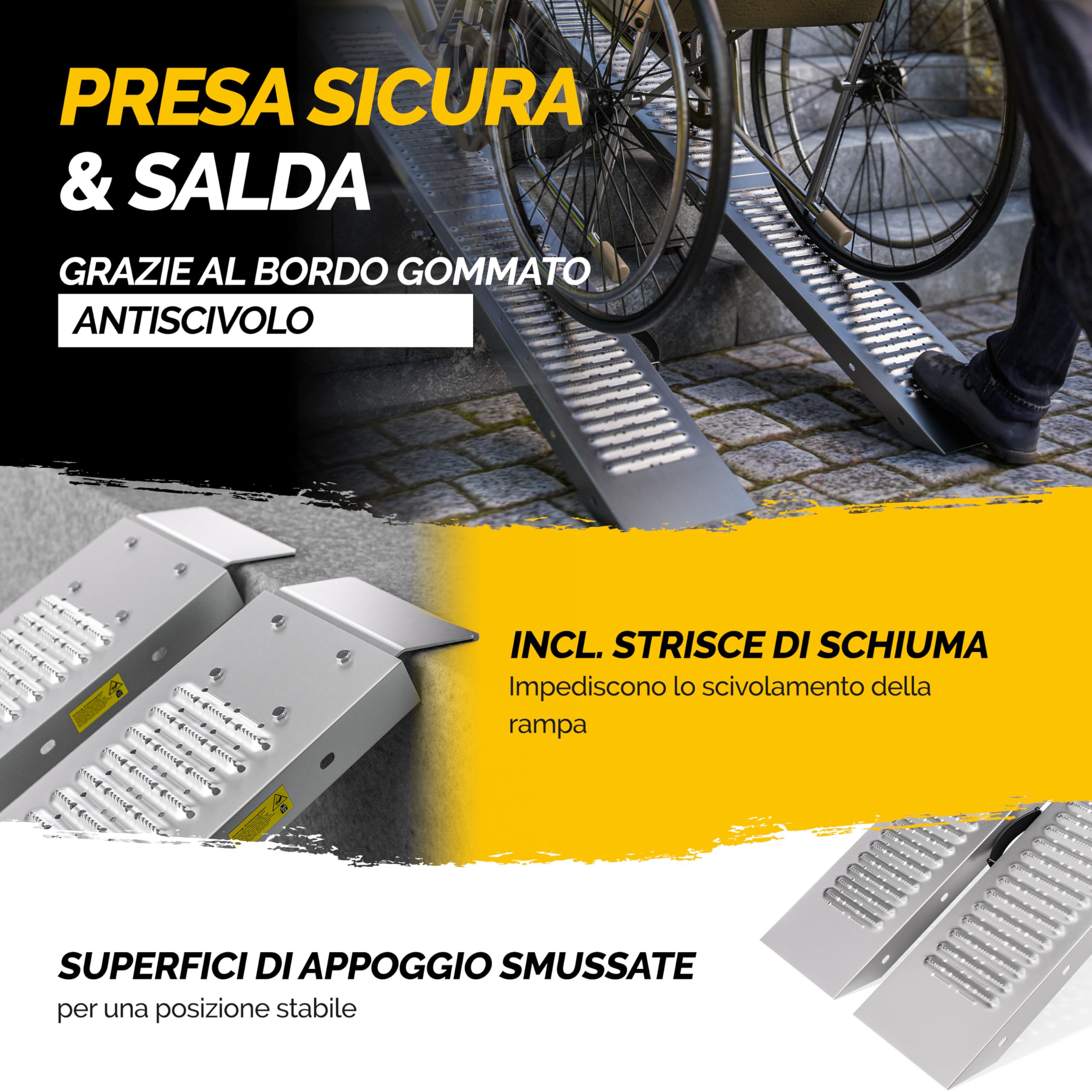 Monzana 2x Rampa di Carico Pieghevole Max. 400kg Acciaio Zincato Antiscivolo Pedane Moto Quad