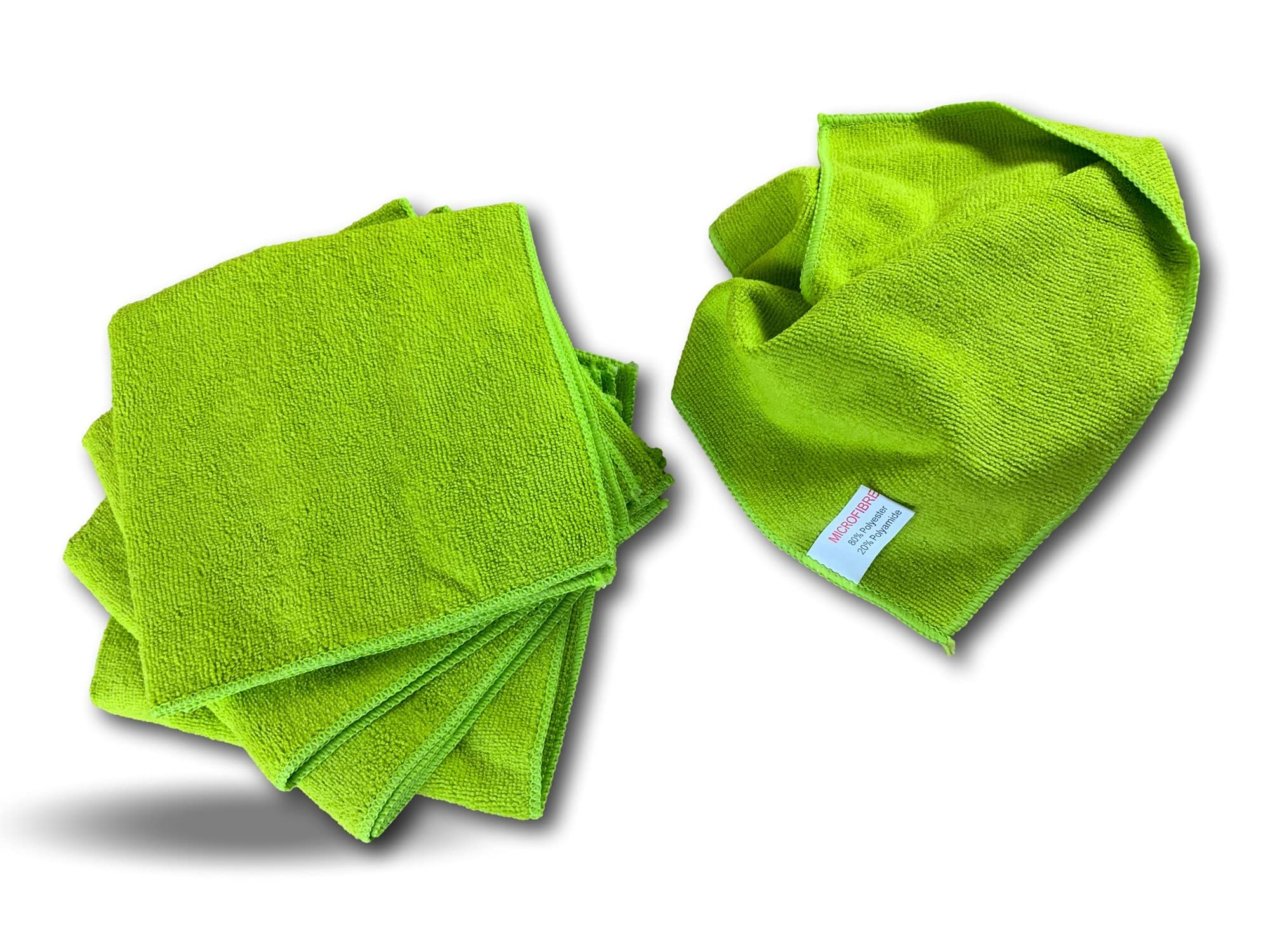 KIBROS Pack 5 Chiffons Microfibre 40×40 cm lavant dégraissant Vert