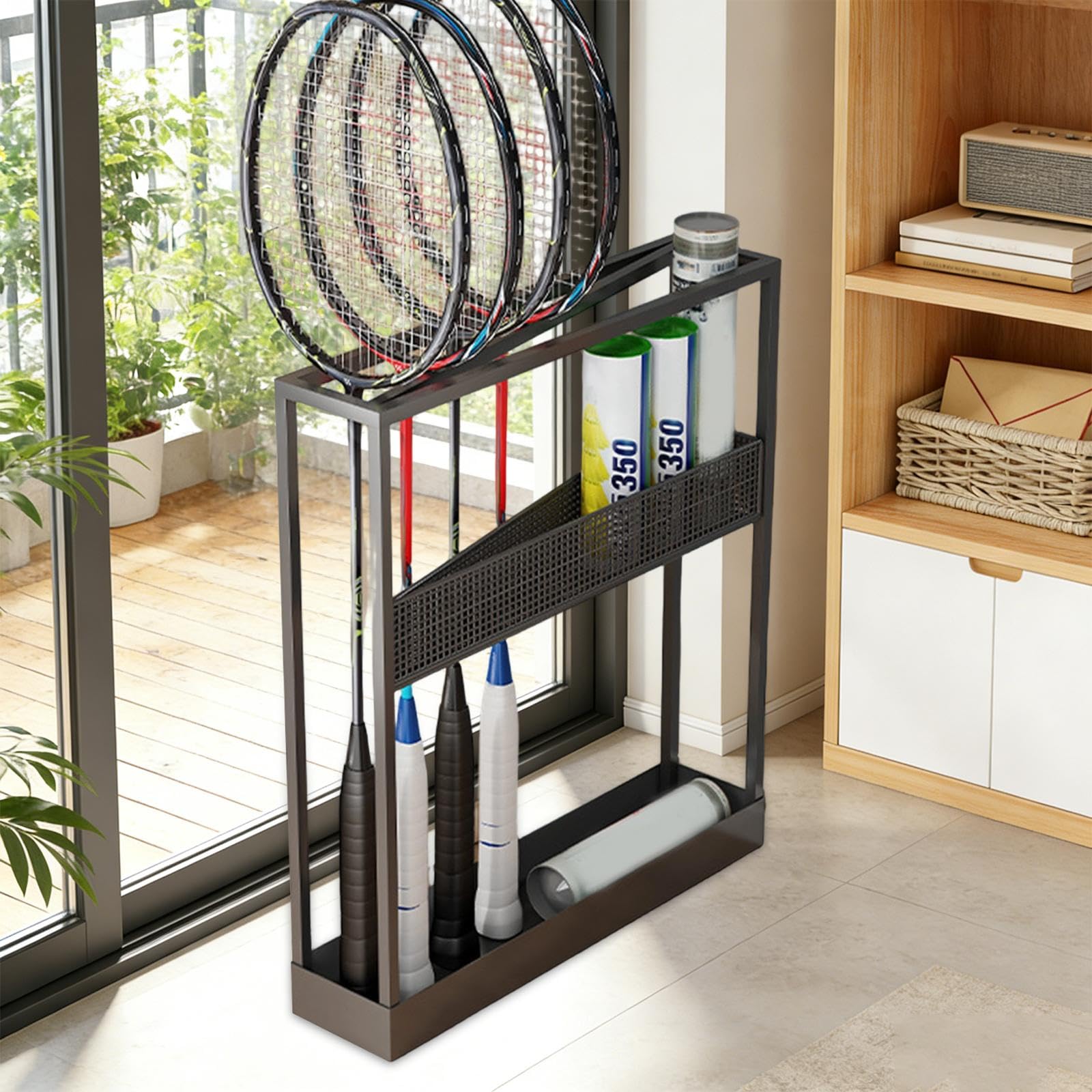 Supporto per Racchetta da Badminton, Supporto Multiuso, Stabile, Pratico, Porta Racchetta da Tennis, Nero