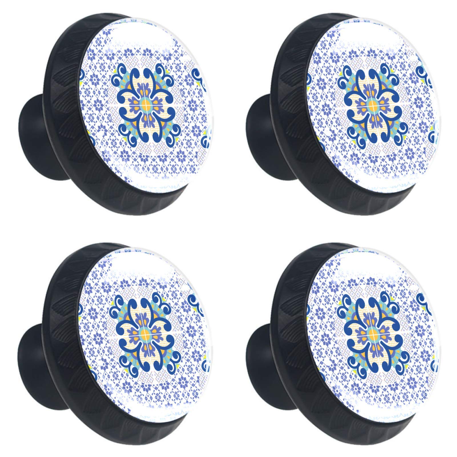 Boutons de tiroir en verre coloré Talavera motifs géométriques maison cuisine
