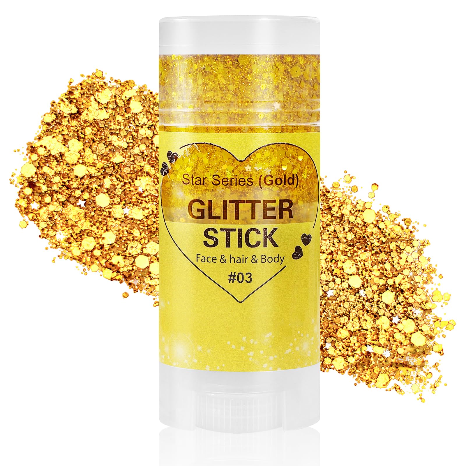 Mysense Gold Body Glitter Stick,Sparkling Face Hair Glitter,Mardi Gras Accessories,Singer Concert Festival Rave Outfit for Women,Mermaid Sequins Chunky Glitter Makeup