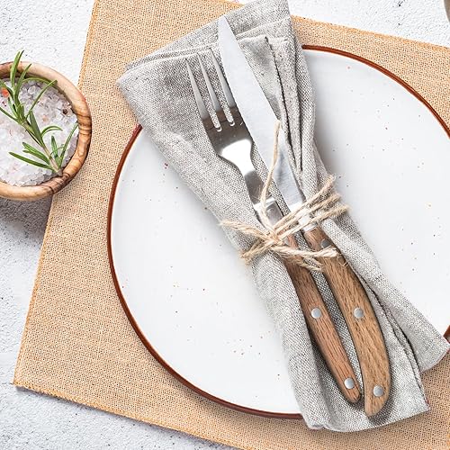 Miniatura 2 de Menkxi 10 Pcs 20 x 20'' Burlap Squares Multipurpose Natural Burlap Fabric Burlap Centerpiece Burlap Placemats Farmhouse Gardening Country Crafts for