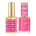 DND DC Gel Polish Set, Pink Collection, UV/LED GelPolish and Air Dry Nail Lacquer, Matching Chip-Free Polish Duo, 014 Tulip Pink, 0.5 Fl Oz Each