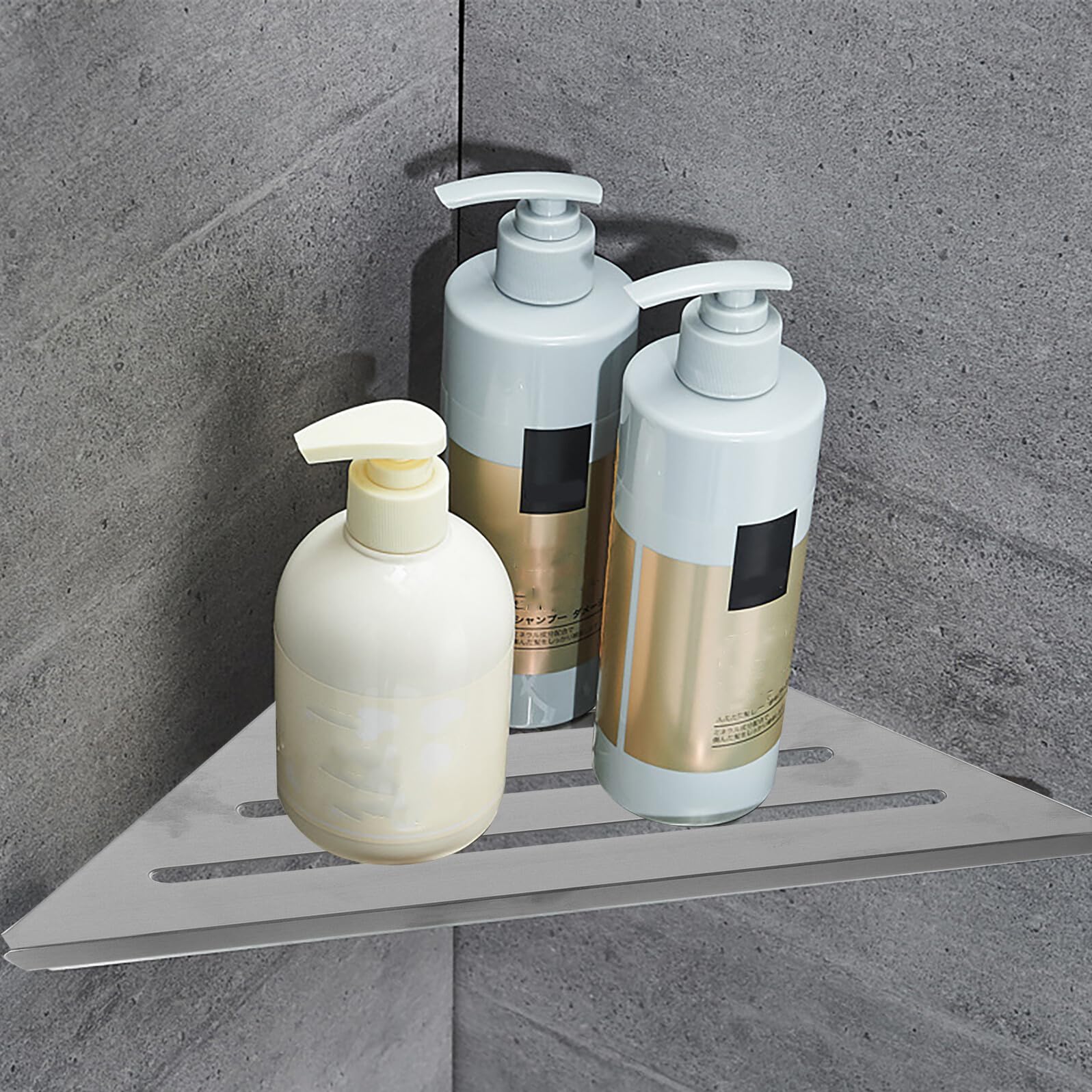 Gatuida Estante de Baño de Acero Inoxidable Esquina Montado Pared sin Taladro Organizador Multifuncional para Champú Gel y Accesorios para Ducha y Cocina