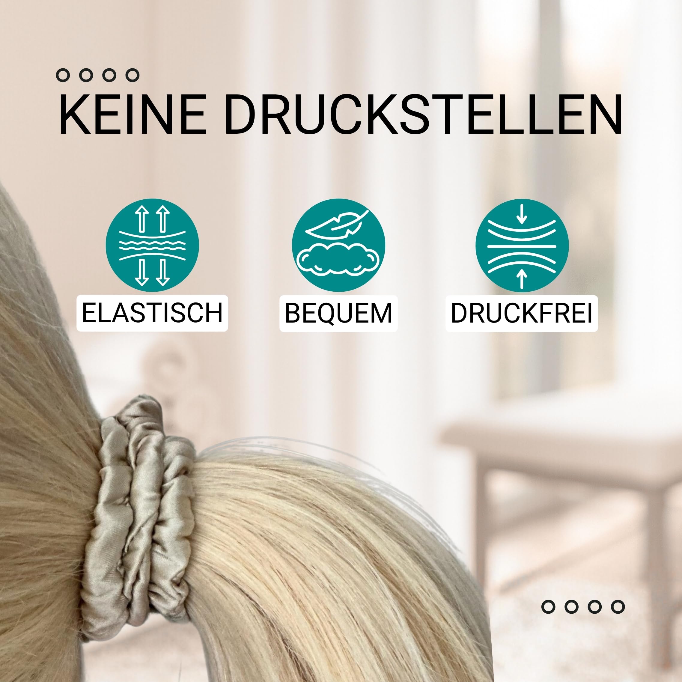 HAARallerliebst® 4er-Set 100% dünne Seide Scrunchie Haargummis mit Pappschachtel, Haargummi für jeden Tag, Haarpflege Scrunchies, ohne Haarschäden (beige, dünn)