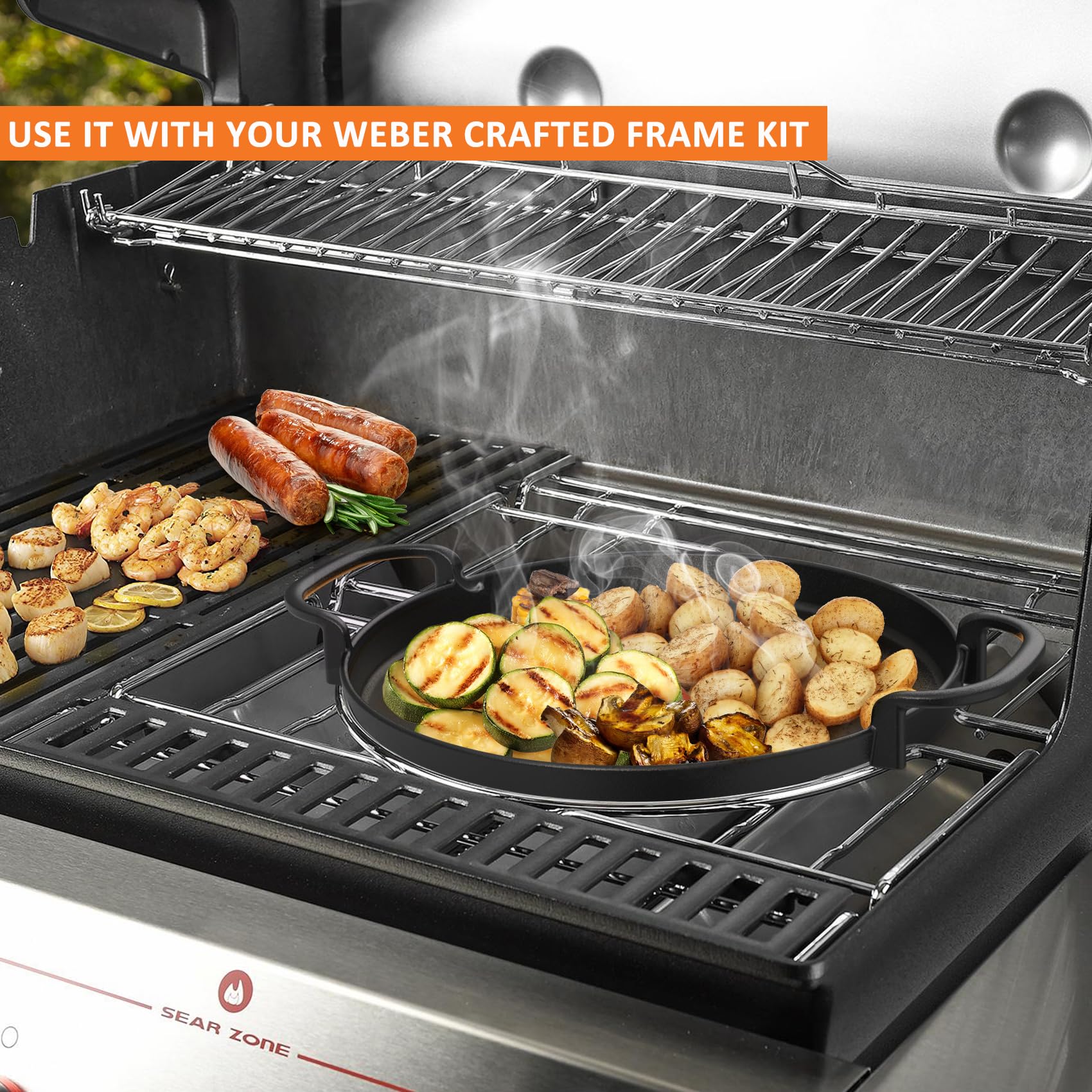 Weber Wok Gas Grill Smoker Attachment Cast Iron Wok 18 Inch