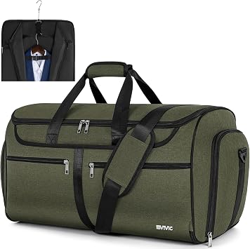 IBVIVIC Convertible Garment Bags for Travel, 2-in-1 Carry On Garment Duffle Bag With Shoe Compartment for Women Men, 50L Hanging Suitcase Suit Travel Bags with Shoulder Strap, Green