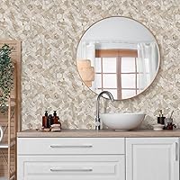 Vista 5 de Azulejo de pizarra beige hexagonal para despegar y pegar para la pared de la cocina, salpicadura adhesiva resistente al calor de PVC para la pared