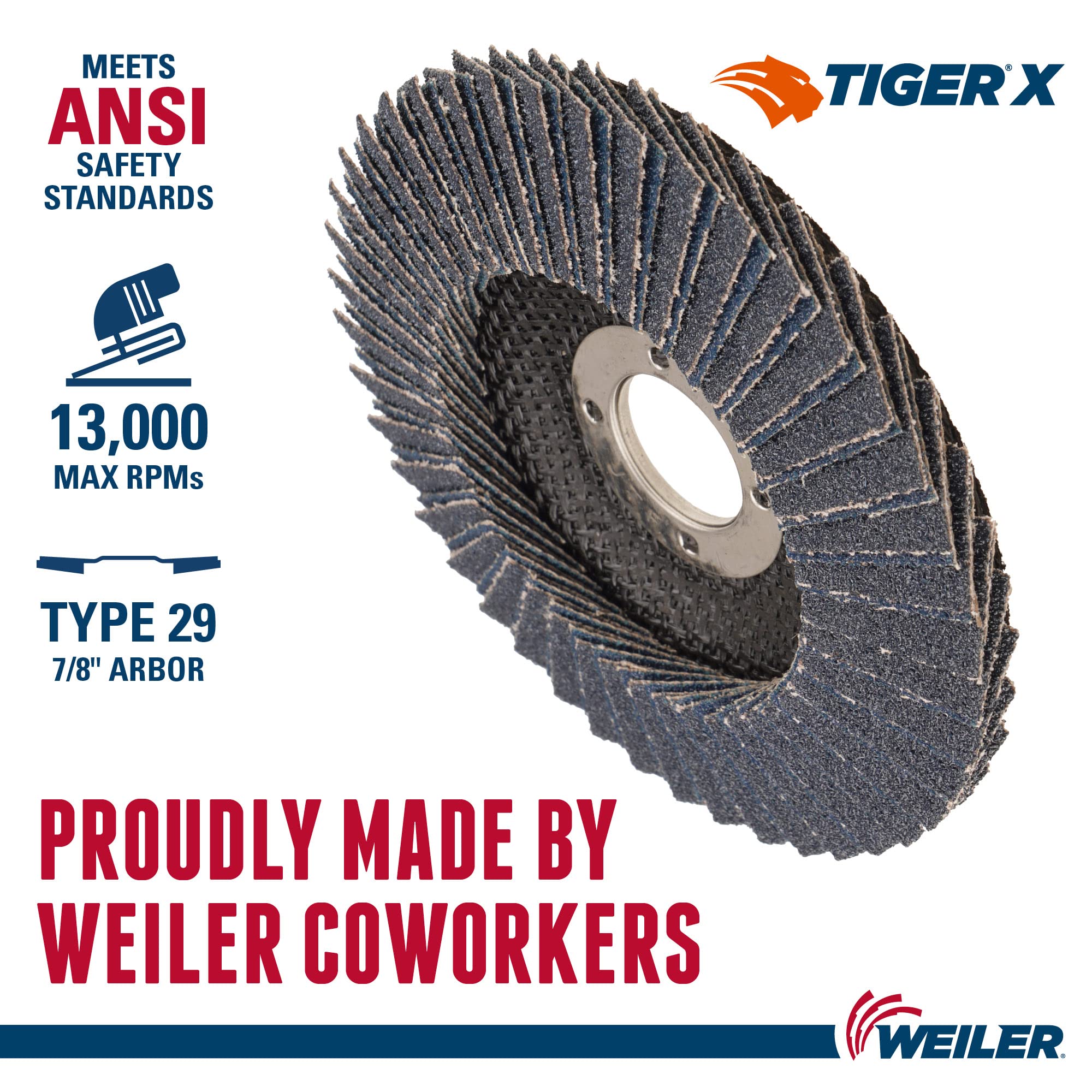 Weiler 51200 Tiger X Flap Disc, Ceramic and Zirconia Alumina