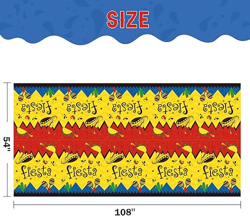 Miniatura 2 de Manteles de plástico para fiestas, 1 mantel de 54 x 108 pulgadas, decoración de mesa desechable para cena familiar mexicana, noche de tacos,