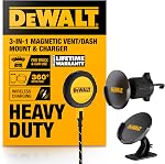 DEWALT Support de téléphone magnétique pour kit de voiture, chargeur sans fil lourd, montage à l'évent, support de dash, supports de charge Supports de téléphone cellulaire pour votre voiture iPhone 17 16 15 14