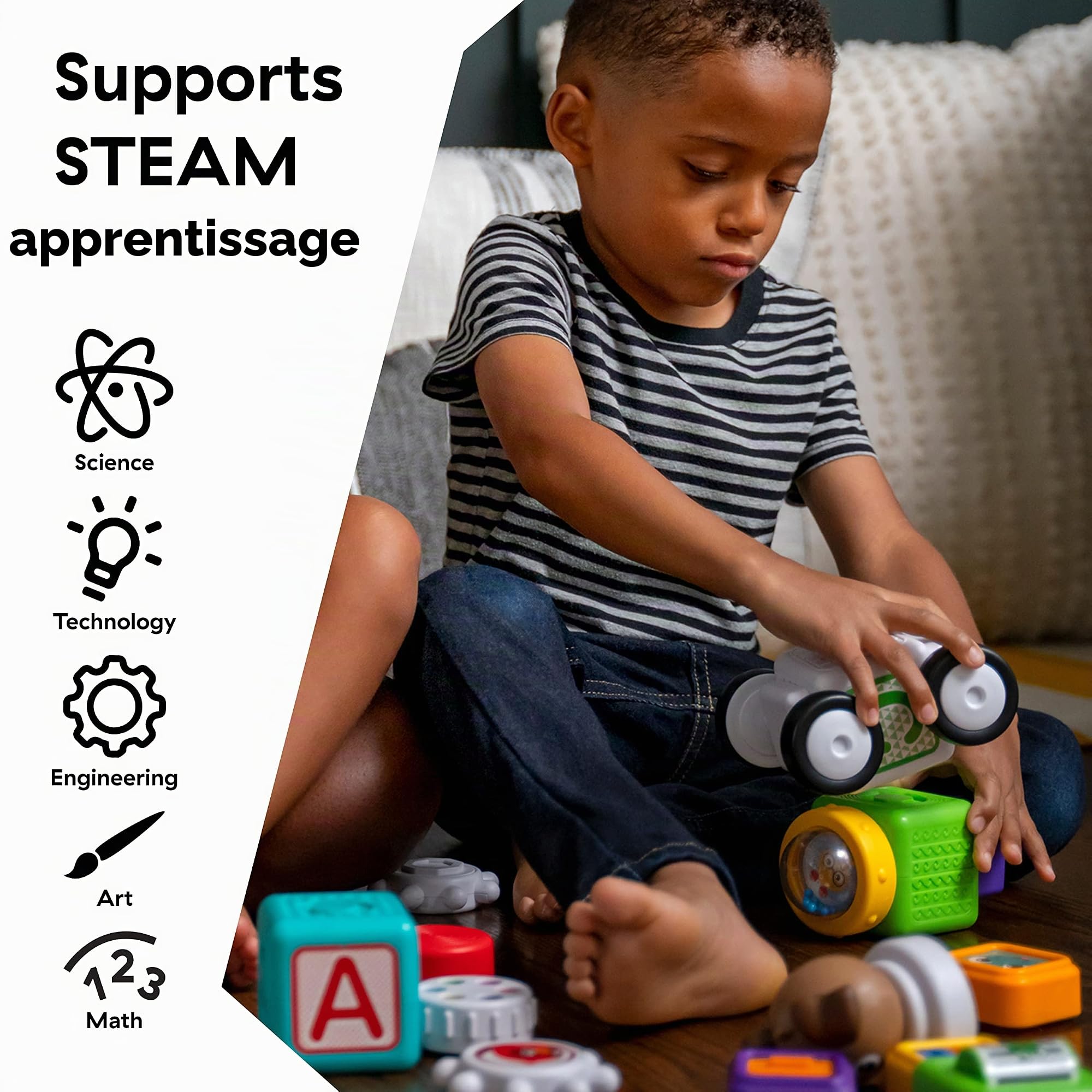 Baby Einstein Cubes magnétiques Connectables Connect & Create de 24 pièces, Enfants de 6 Mois et Plus