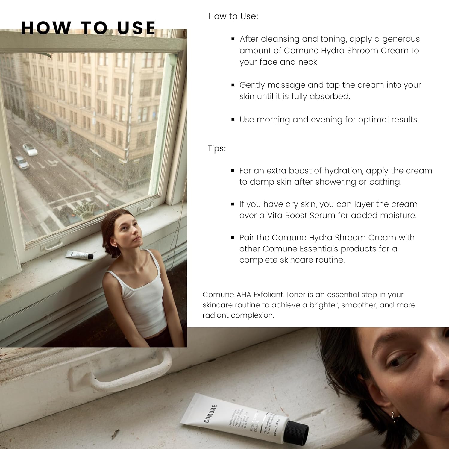 COMUNE Hydra Shroom Cream - Deeply Hydrating Face Moisturizer | Adaptogenic Mushroom, Hyaluronic Acid, Squalane & Peptides | All Skin Types, 50 mL / 1.7 fl.oz - Image 7