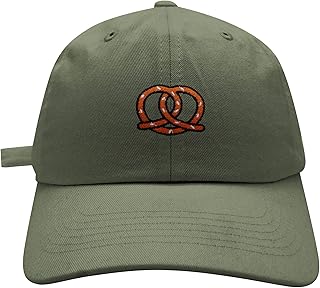 JPAK Pretzel Baseball Cap Embroidered Cotton Dad Hat - Snack Olive Green