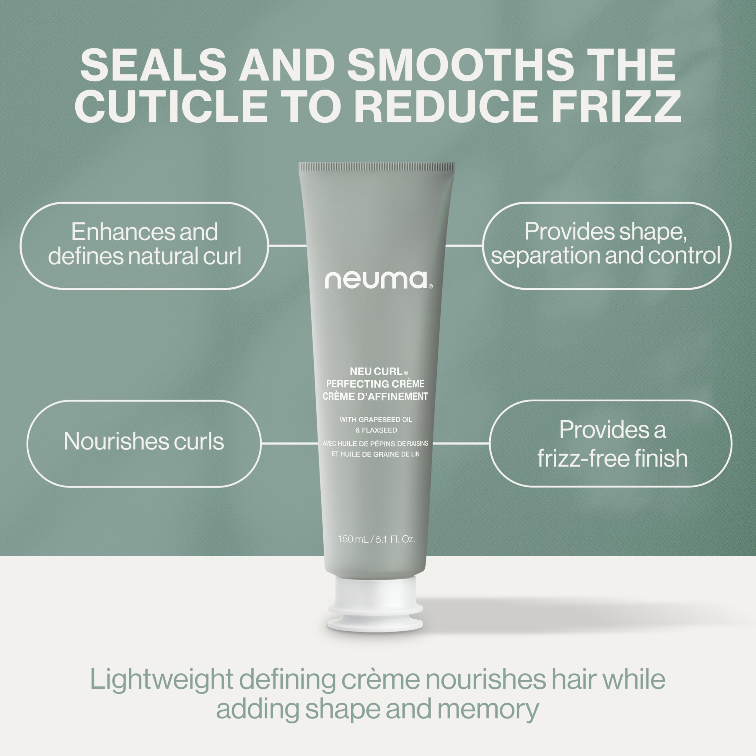 NEUMA Neu Curl Perfecting Creme 5.1 Fl. Oz. Curl Cream with Coconut Hibiscus Scent, Lightweight, Nourishing Curl Defining Cream, Curl Cream for Wavy Hair Anti Frizz Formula