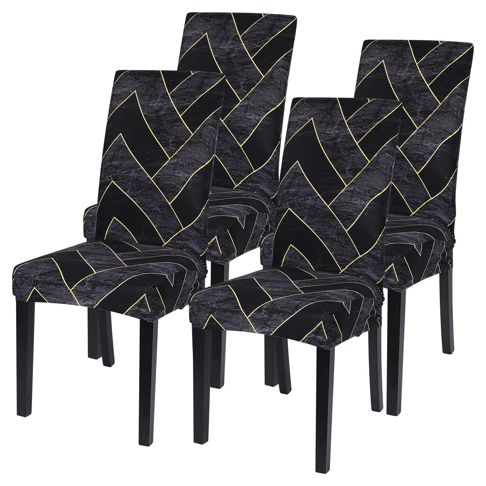 SearchI Dining Room Chair Covers Set of 4, Stretch Printed Parsons Chair Slipcovers Super Fit Removable Washable Striped Kitchen Chair Protector Cover for Dining Room, Hotel, Ceremony(Flower Pattern2)