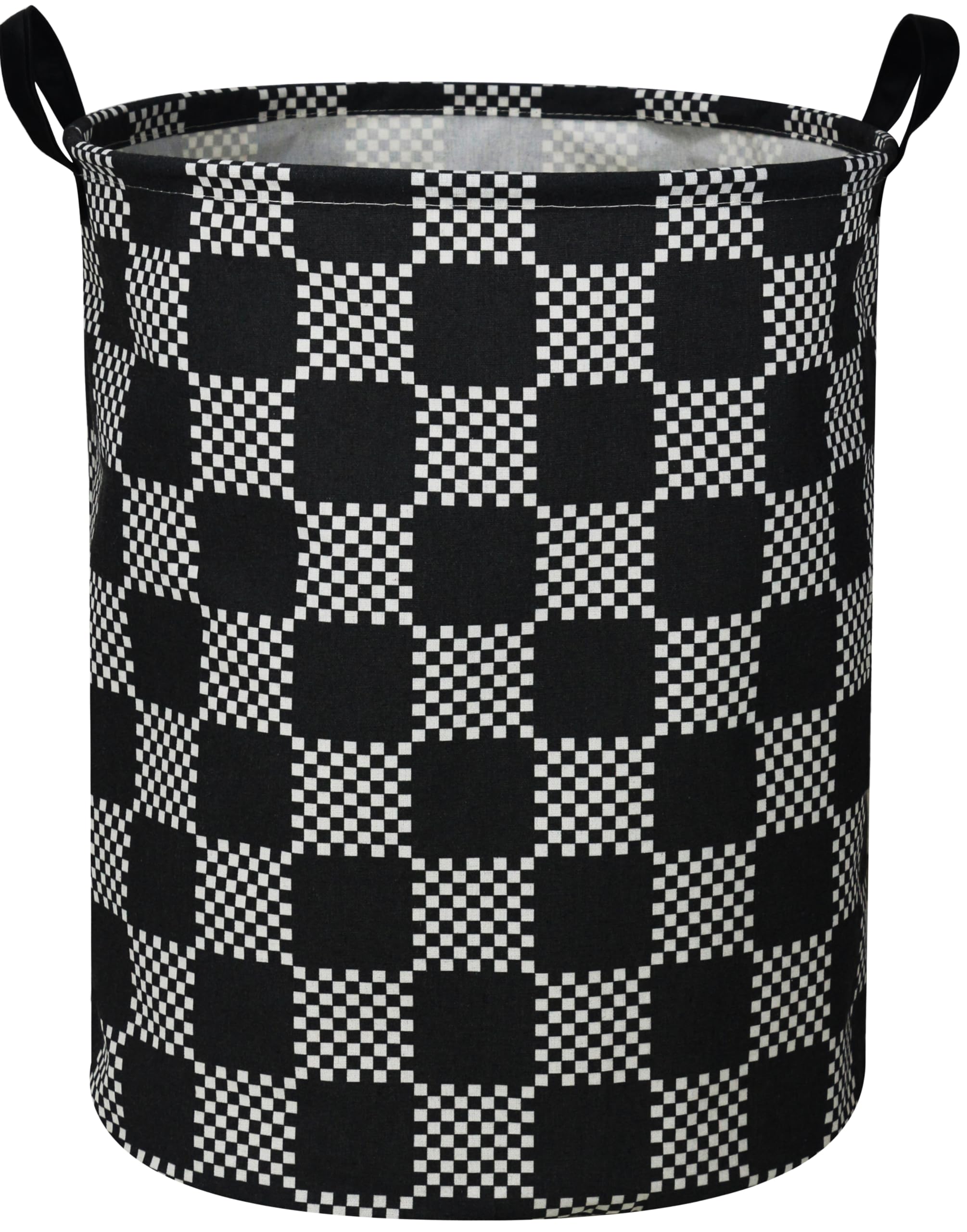 ESSME Boys Laundry Hamper,Kids Hamper Collapsible Canvas Waterproof Storage Bin for Boy, Nursery Hamper,Gift Baskets,toy bins(Black grid)