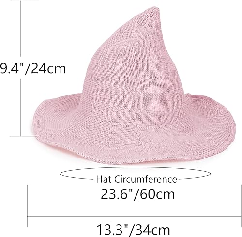 Miniatura 2 de DAZCOS Sombrero de bruja de punto multicolor transpirable de ala ancha plegable para mujer, disfraz de Navidad