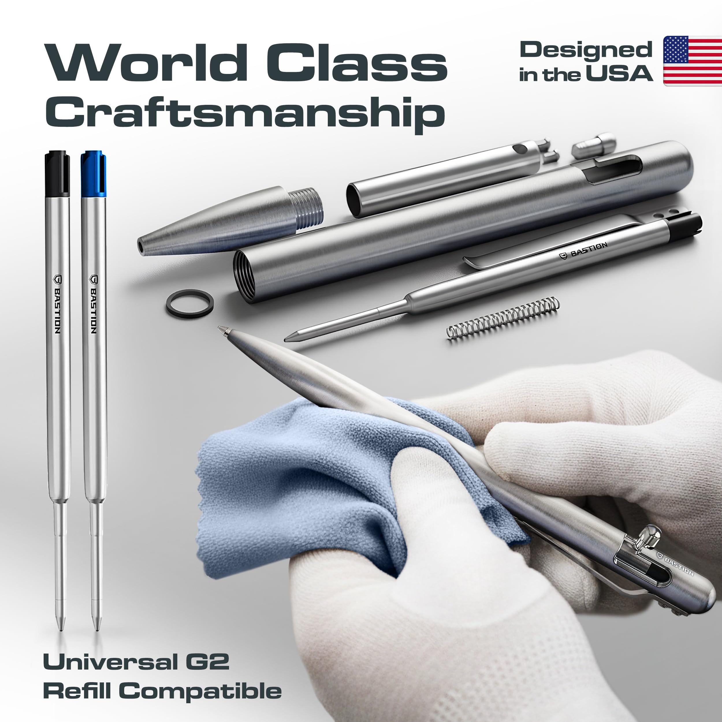 BASTION Titanium Bolt Action Pen - exclusive Hyperbolt ZeroSeam CNC Machined EDC Writing Tool Refillable Flagship Executive Gift — view 4