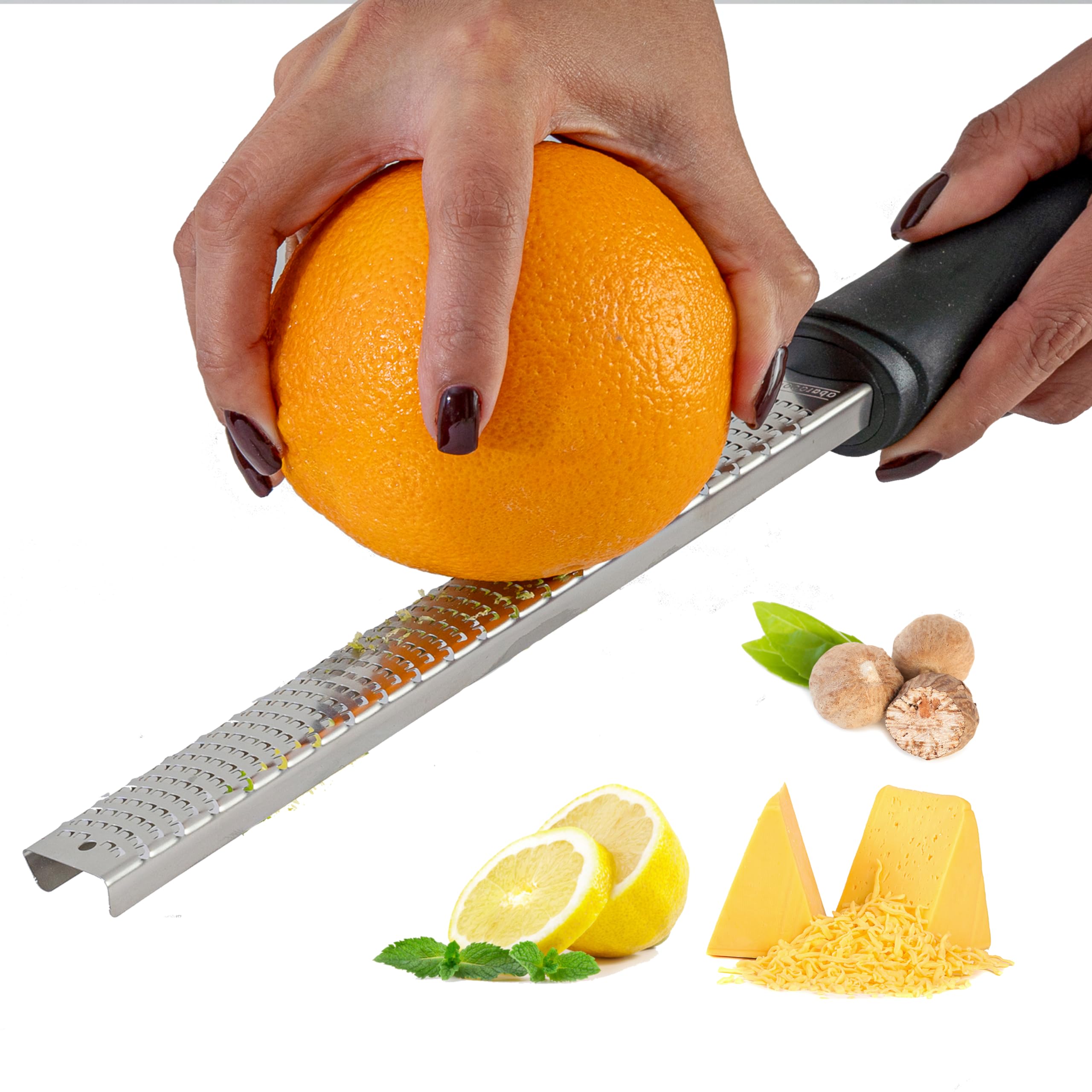 Cheese Grater & Lemon Zester A Bar Above 12” Chef-Grade Stainless Steel Rasp, Sharp Citrus Zester for Lemon, Lime, Ginger, Garlic, Parmesan & Hard Cheese, Professional Kitchen & Cocktail Garnish Tool