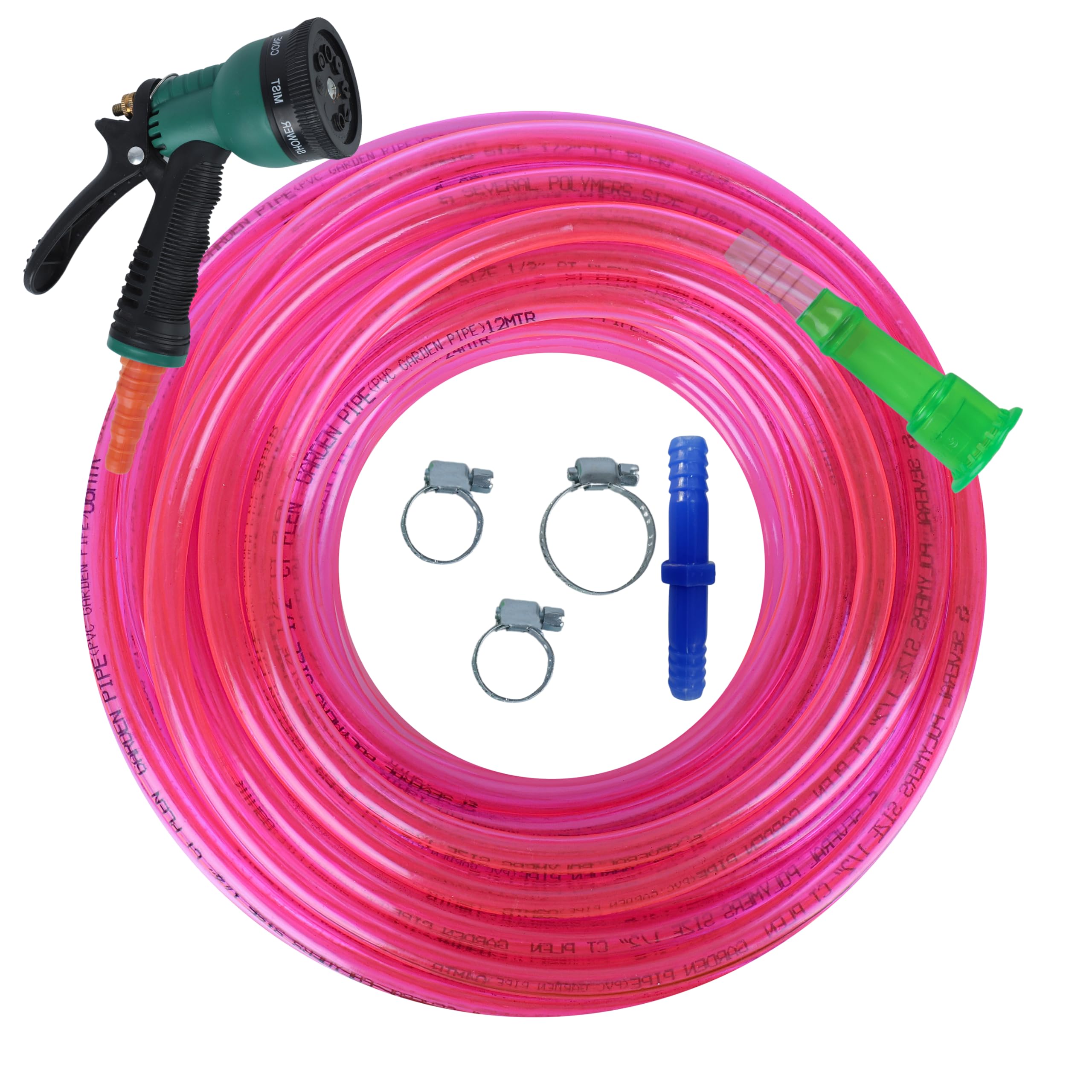 Utkarsh PVC Transparent Garden Water Hose (1"/2 & 20 M/65.61 ft) + 8-Pattern Nozzle Sprayer, 1 Tap Adapter, 3 Clamps & Jointer for Garden, Car Wash, Floor Clean, Pet Bath, Indoor/Outdoor Use (Pink) (B0CKMXRYDX) Amazon Price History, Amazon Price Tracker