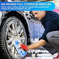Vista 5 de Tanlade 2 Cabezales de Cepillo de Lavado de Autos con Cerdas Suaves para Detalles, Cepillo de Limpieza de Auto con Flujo Continuo, Equipo de Lavado