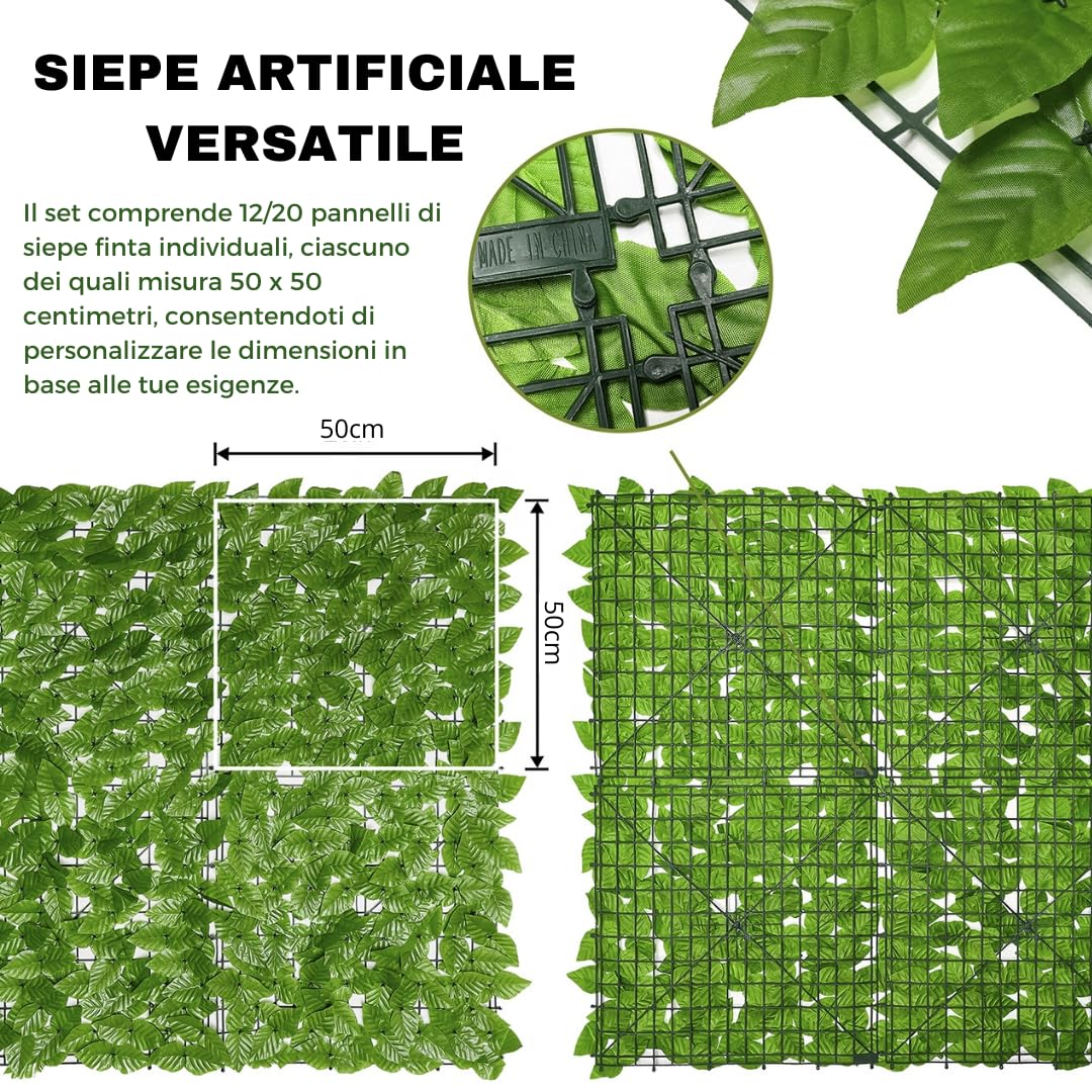 Haie Artificielle Vert Clair 1x3 Mètres 50 Colliers Brise Vue Balcon Lierre Artificiel Cloture Jardin Exterieur 90% Privacy