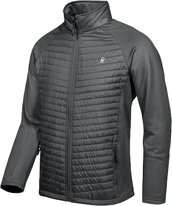 Little Donkey Andy Mens Insulated Hybrid Jacket, Quilted Fleece Lined Running Hiking Jacket