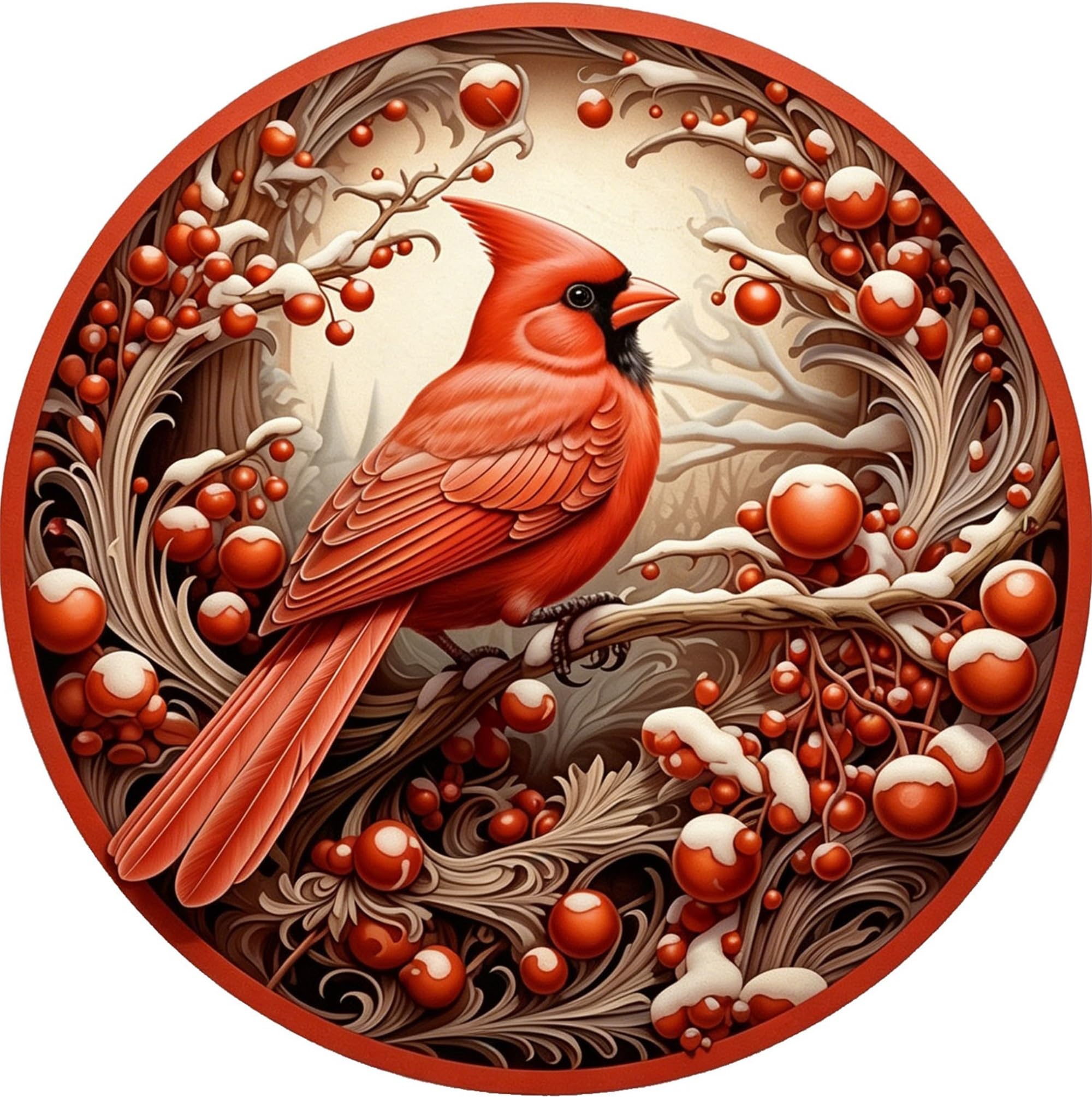 Retro Round Tin Sign, 20x20cm Circular Metal Wall Art Plaque, Vintage Decorative Iron Poster for Home Kitchen Bar Cafe Pub Club, Rustic Wall Decor，bird