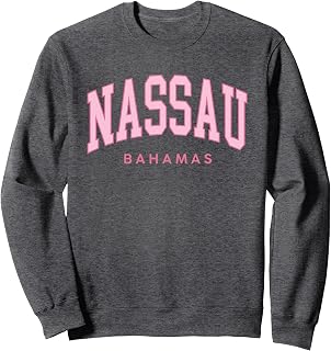 Nassau Bahamas Preppy Retro Throwback Pink Womens Souvenir Sweatshirt