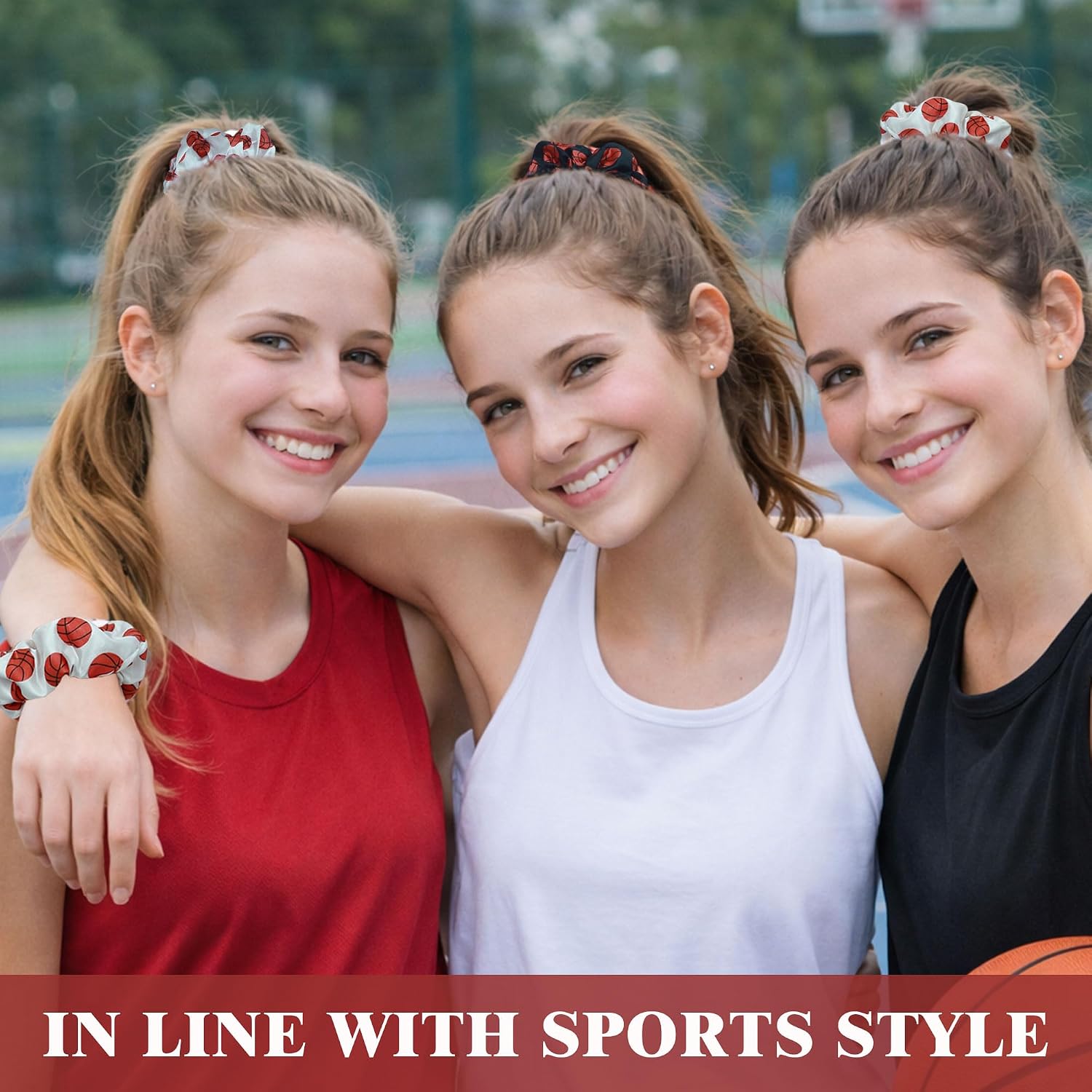 24 Pcs Sport Hair Scrunchies Gifts Sports Scrunchy Elastic Silk Satin Scrunchies Basketball Scrunchies Hair Ties Hairband Ponytail Holder for Girls Women Player Team Accessories（Black and White）