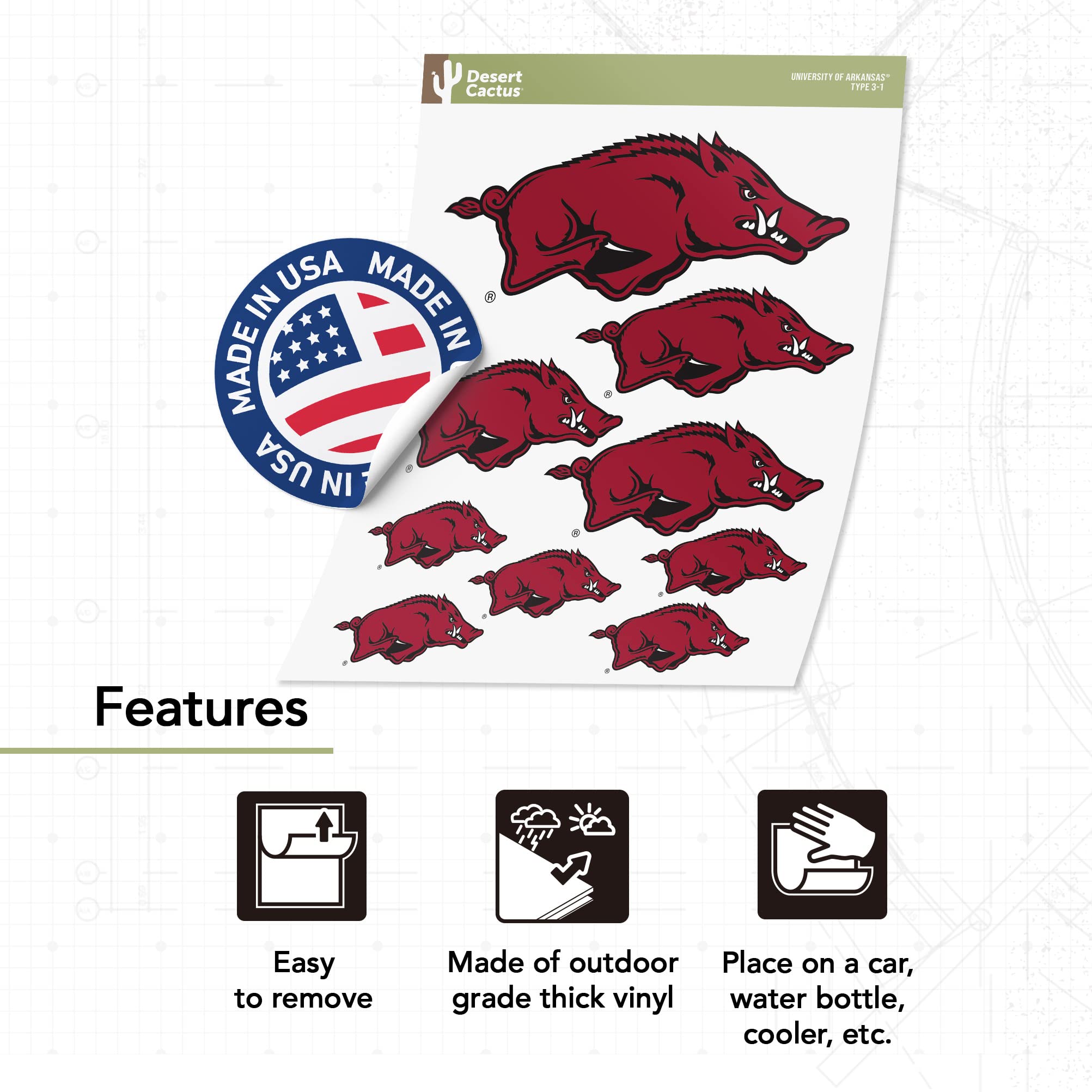 Laptop Sports Decals Desert Cactus University Of Arkansas Sticker ...